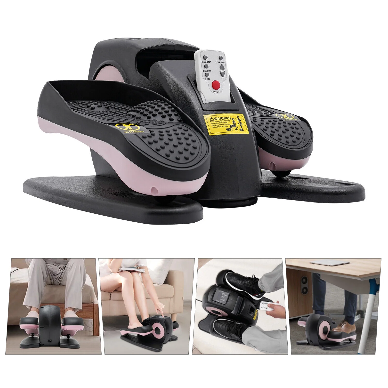 Under Desk Elliptical Machine Electric Seated Leg Foot Pedal Exerciser W/ Remote Pink