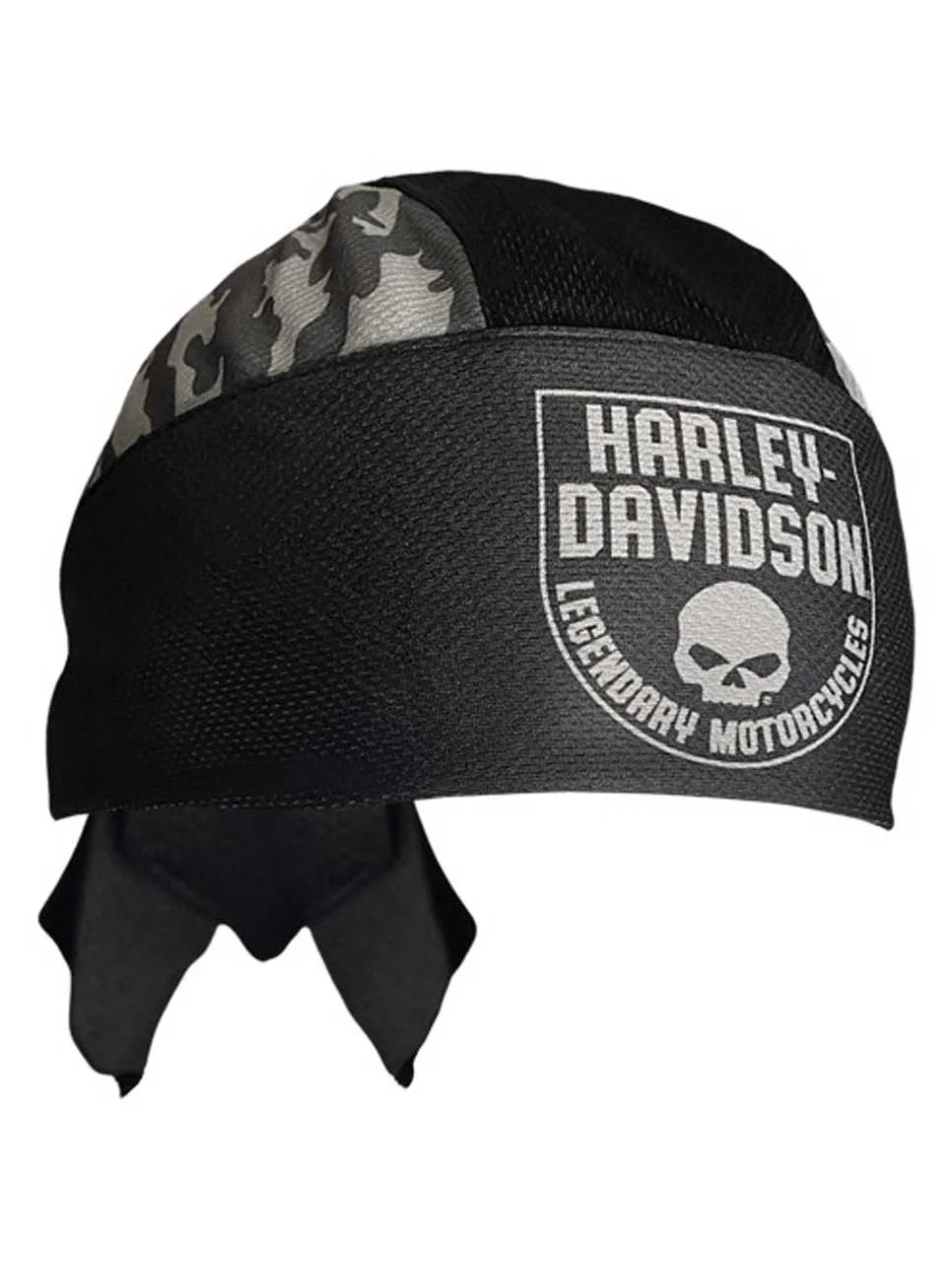 Harley-Davidson Men's Camo Willie G Skull Polyester One Size Headwrap - Black, Harley Davidson