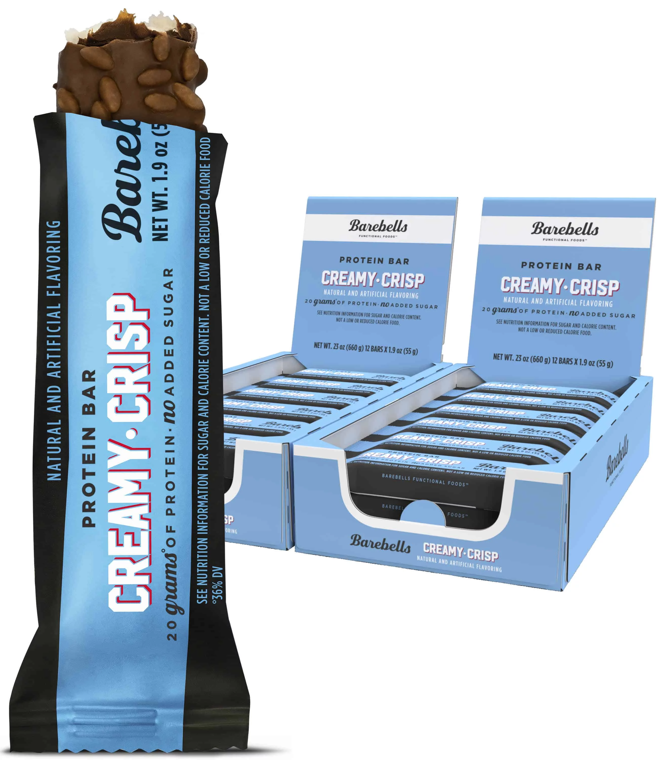 Barebells Protein Bars Creamy Crisp - 12 Count, Pack of 2 - Protein Snacks with 20g of High Protein - Chocolate Protein Bar with 1g of Total Sugars
