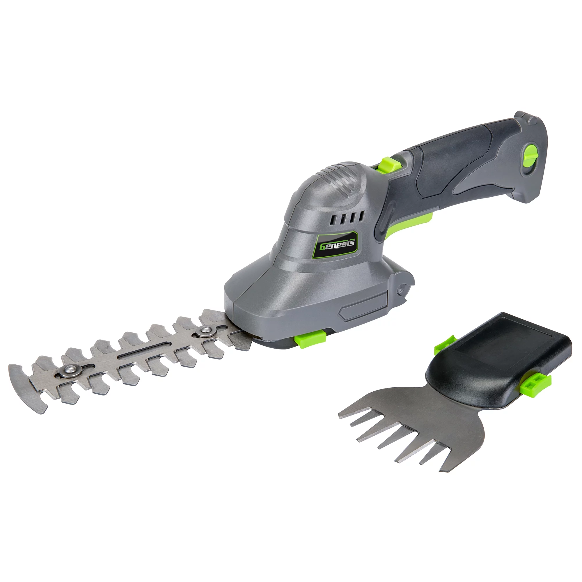 Genesis Cordless Grass Shear & Shrubbery Trimmer - 2 in 1 Handheld Hedge Trimmer 8V Electric Grass Trimmer Hedge Shears/Grass Cutter, Rechargeable Battery, and Charger Included (GLGT08B)