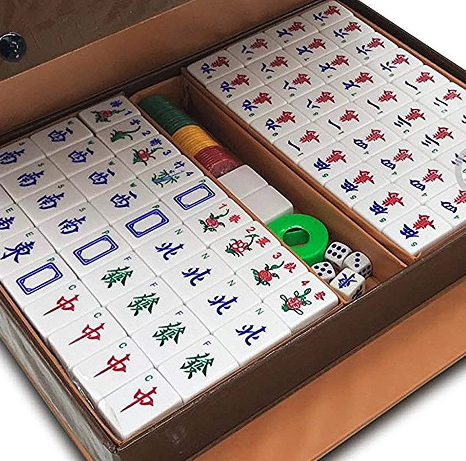 New Chinese Mahjong X-Large 144 Numbered Acrylic Tiles 1.5