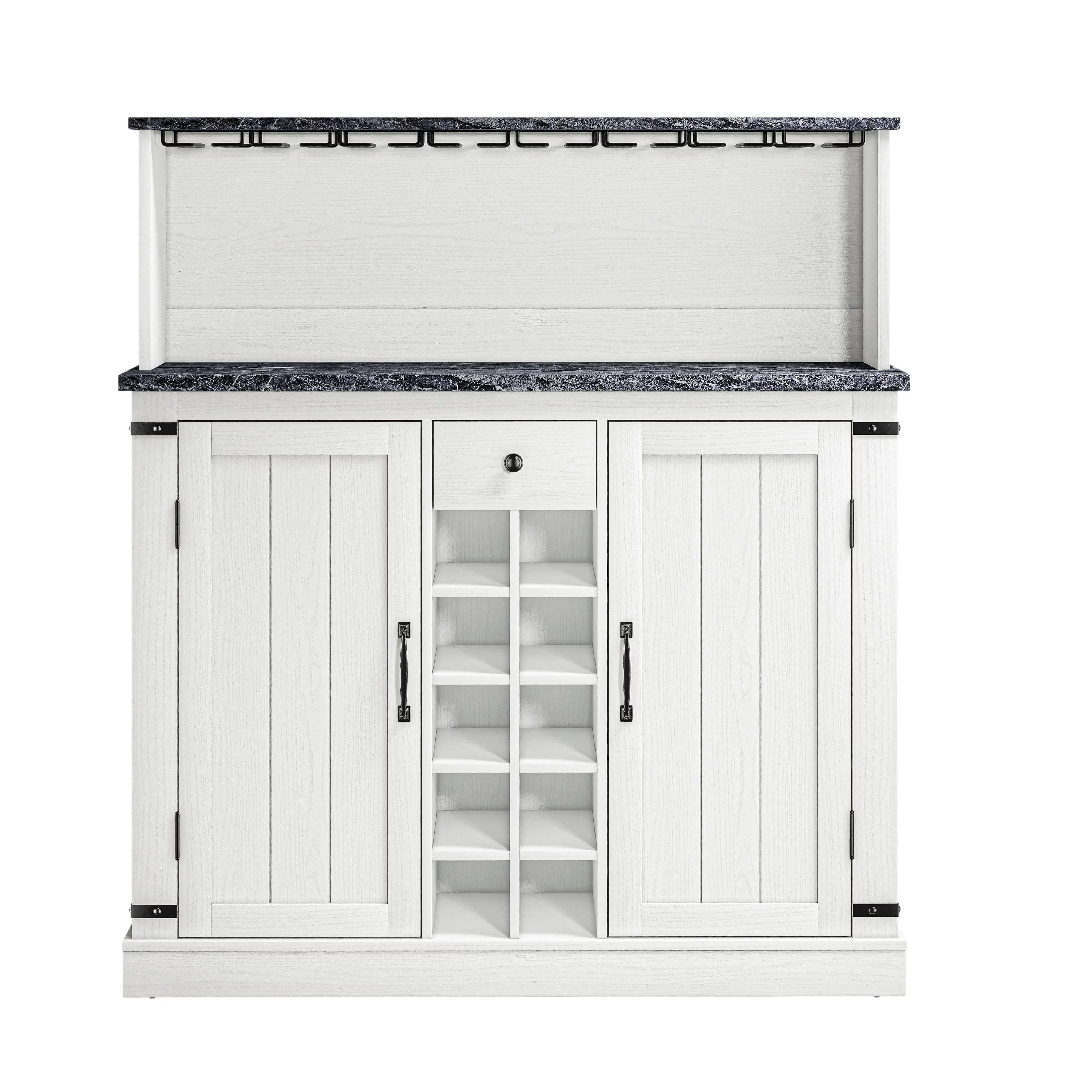 FESTIVO 47 in. Farm Style Wood Buffet Bar Cabinet White