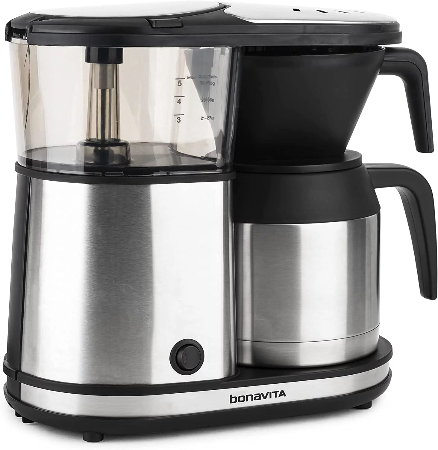 Bonavita 5 Cup Drip Coffee Maker Machine  One-Touch Pour Over Brewing w/ Double Wall Thermal Carafe  SCA Certified  1100 Watt  BPA Free  Dishwasher Safe  Stainless Steel  BV1500TS