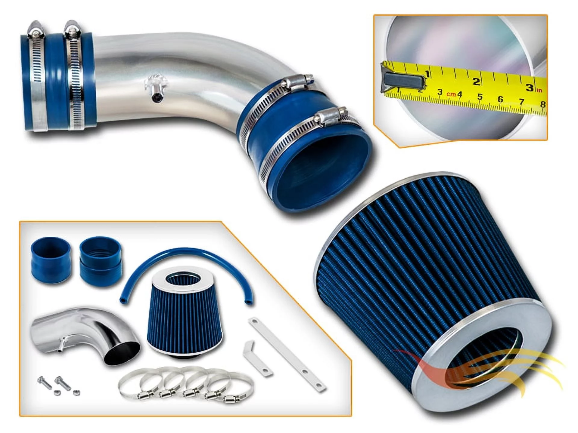Rtunes Racing Short Ram Air Intake Kit + Filter Combo BLUE Compatible For 04-07 Pontiac Grand Prix V8 5.3L â€¦