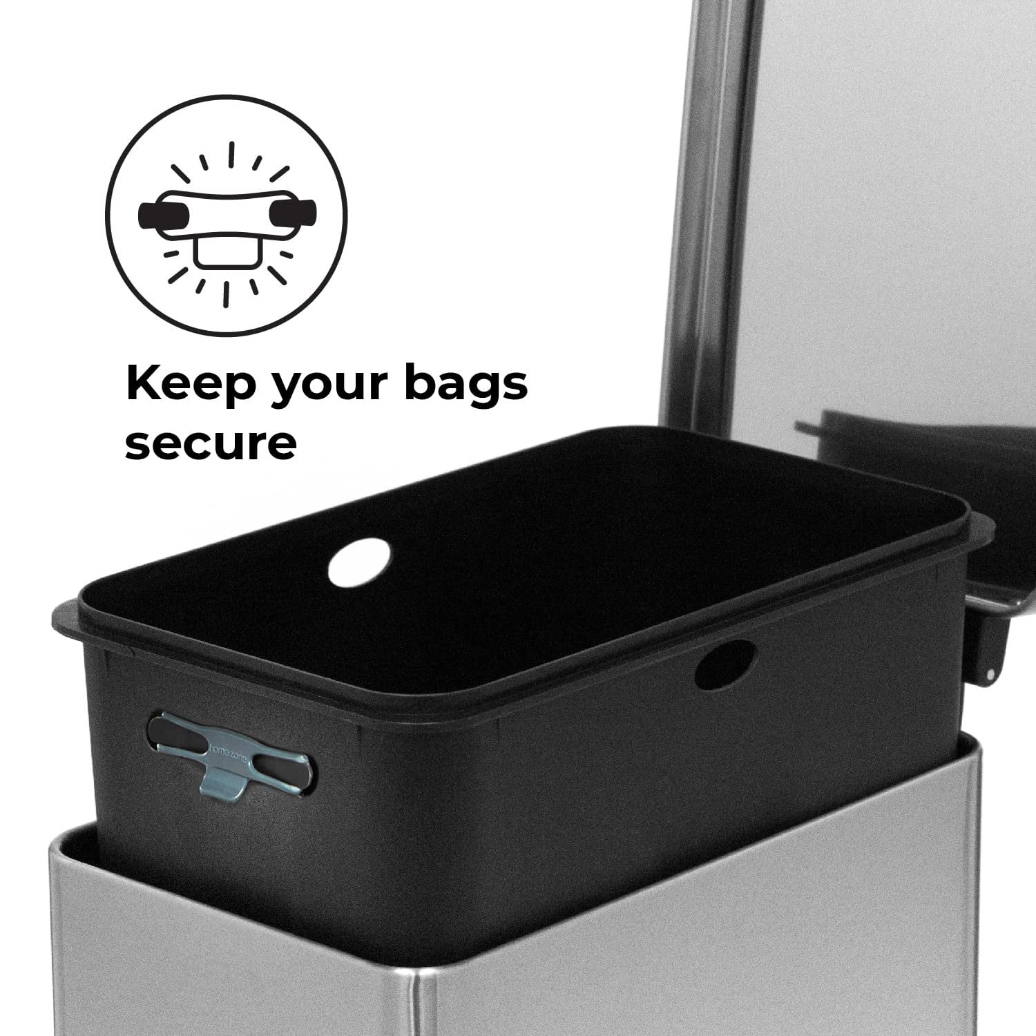 Home Zone Living 4.4 Gallon Kitchen Trash Can, Stainless Steel, 16.7 Liter