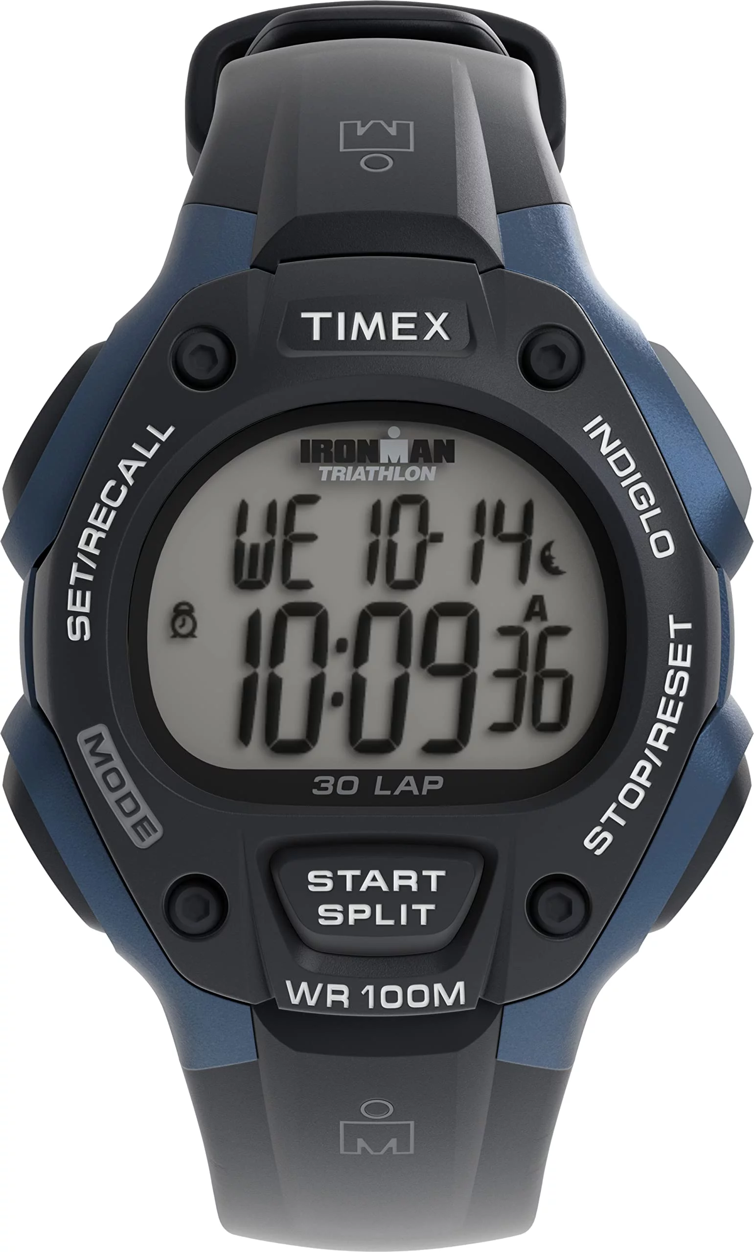 Timex Men's T5H591 Ironman Classic 30 Full-Size Black/Blue Resin Strap Watch