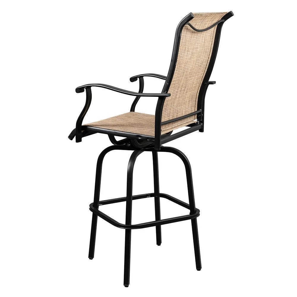 Swivel Patio Chairs Set of 2 Height Bar Stools Outdoor Bistro Armrest Chairs Set