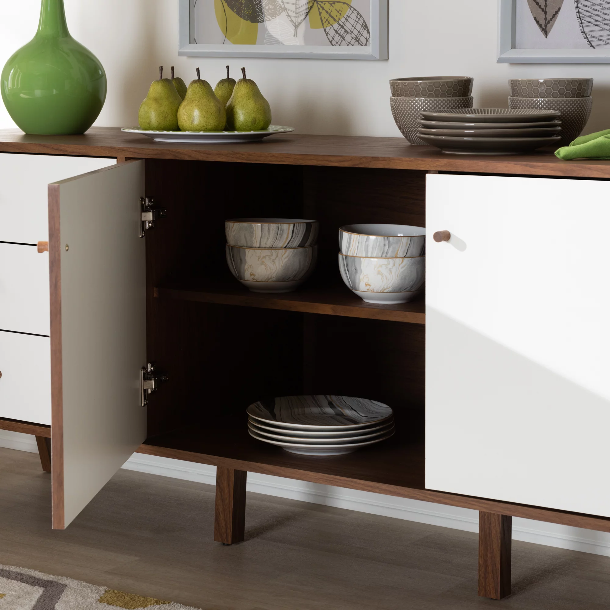 Willow White and Walnut Sideboard by Bellamy Studios