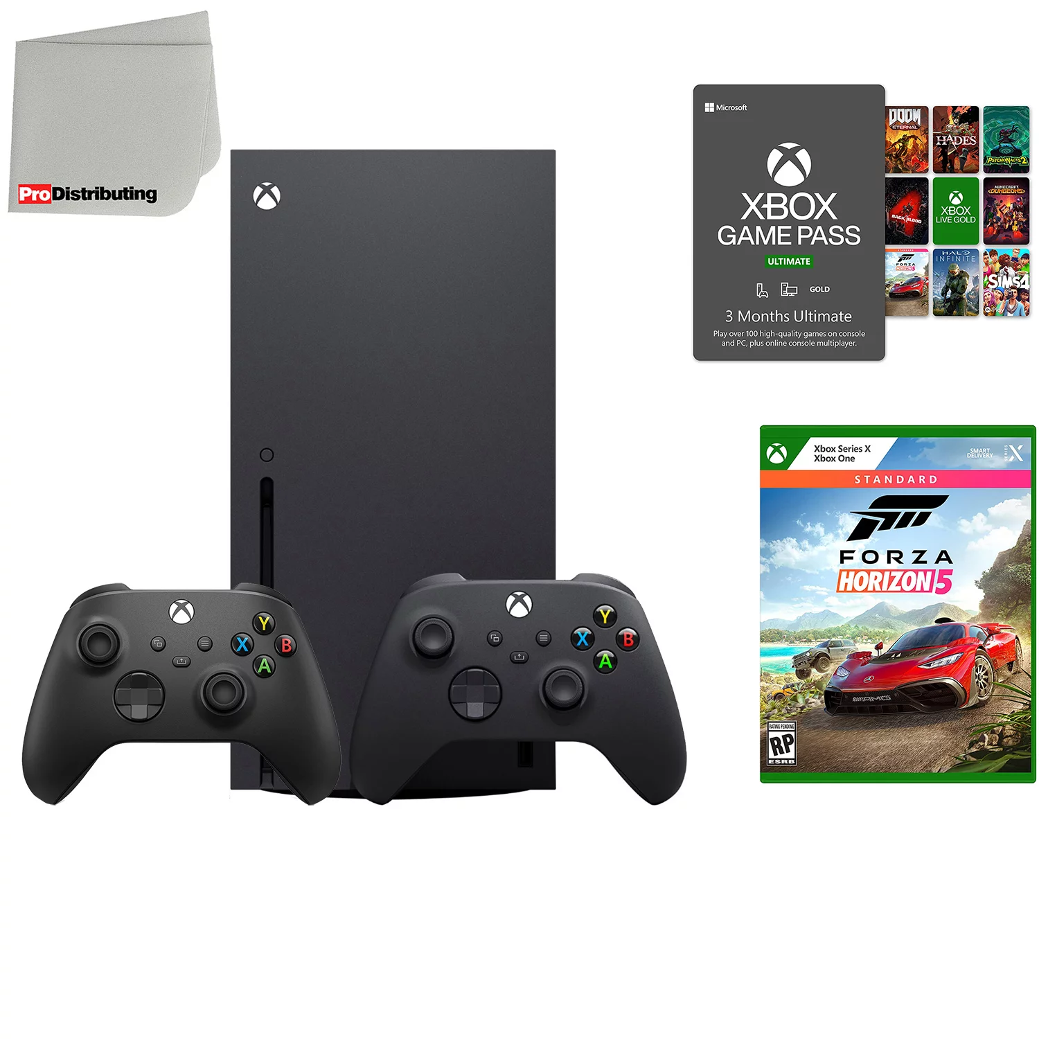 Microsoft Xbox Series X 1TB Video Game Console with Extra Wireless Controller - Carbon Black - Forza Horizon 5 Standard Edition, 3-Month Game Pass Ultimate and Microfiber Cleaning Cloth