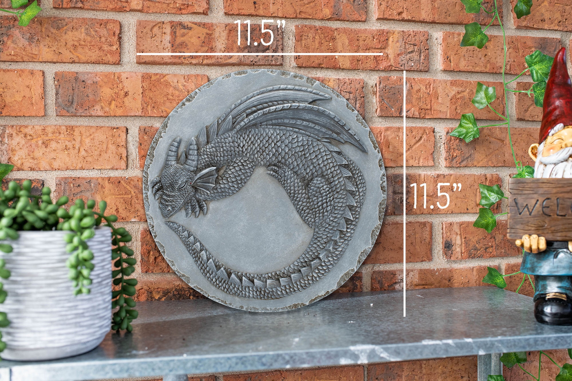 Nat & Jules Dragon Concrete Color 11 inch Resin Stepping Stone
