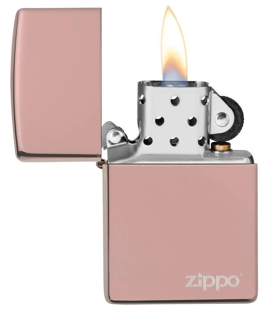 Zippo High Polish Rose Gold Zippo Logo Pocket Lighter