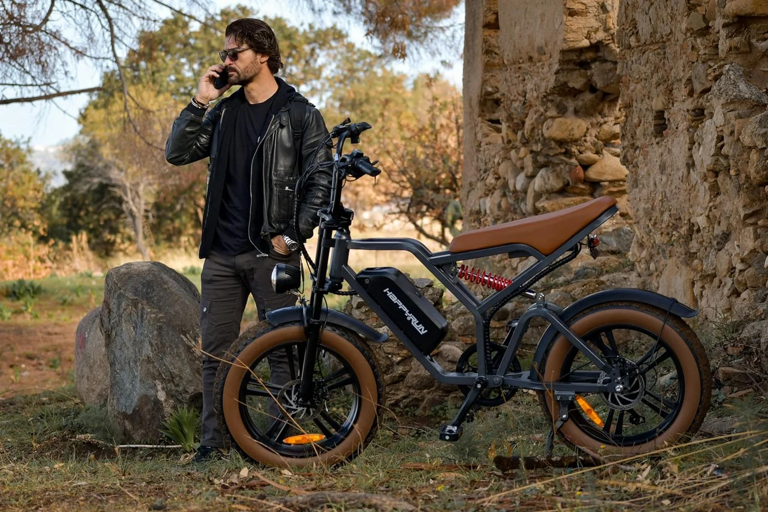 HAPPYRUN 750W Moped Style Electric Bike | Adult eBikes - 48V 18Ah Battery | 60+ Mile(G60*2)