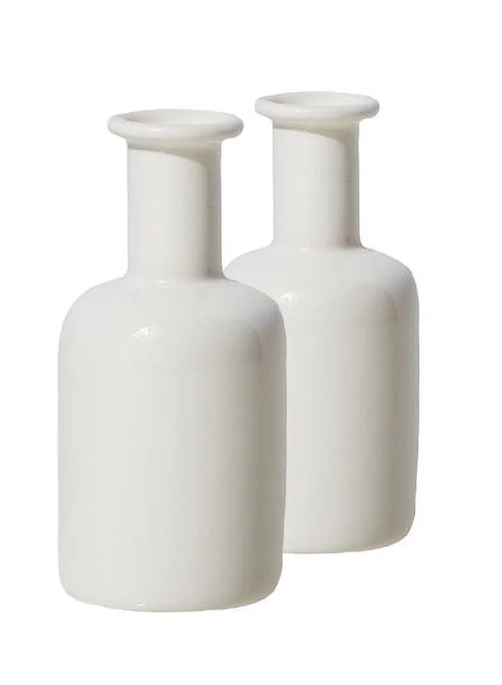 Serene Spaces Living Set of 2 Ceramic Bottle Bud Vase, 2.5