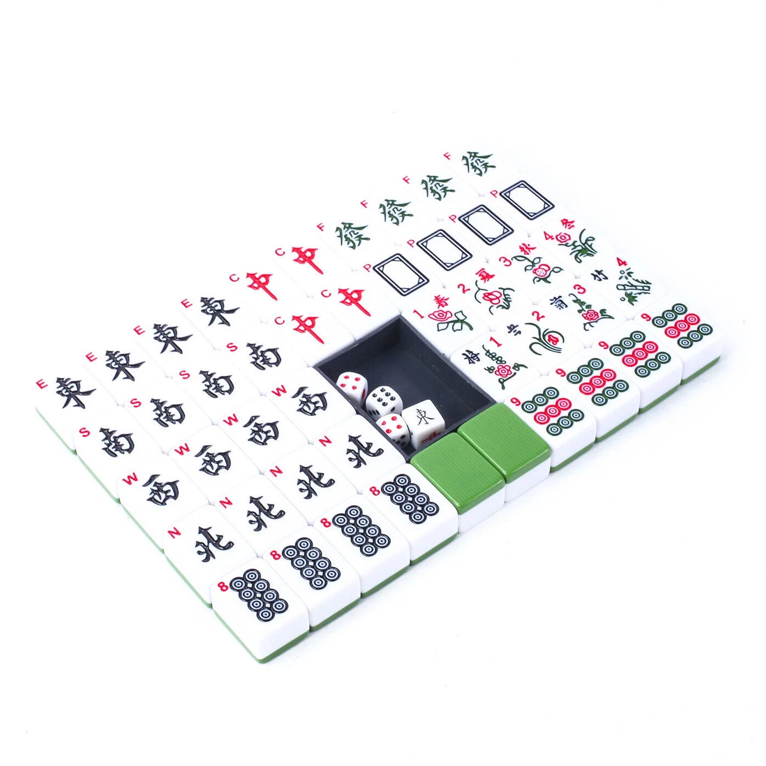 bimiti Playing MahJong Classic Strategy Game for Kids, Families, Melamine Chinese Mahjong Set Gift with Word