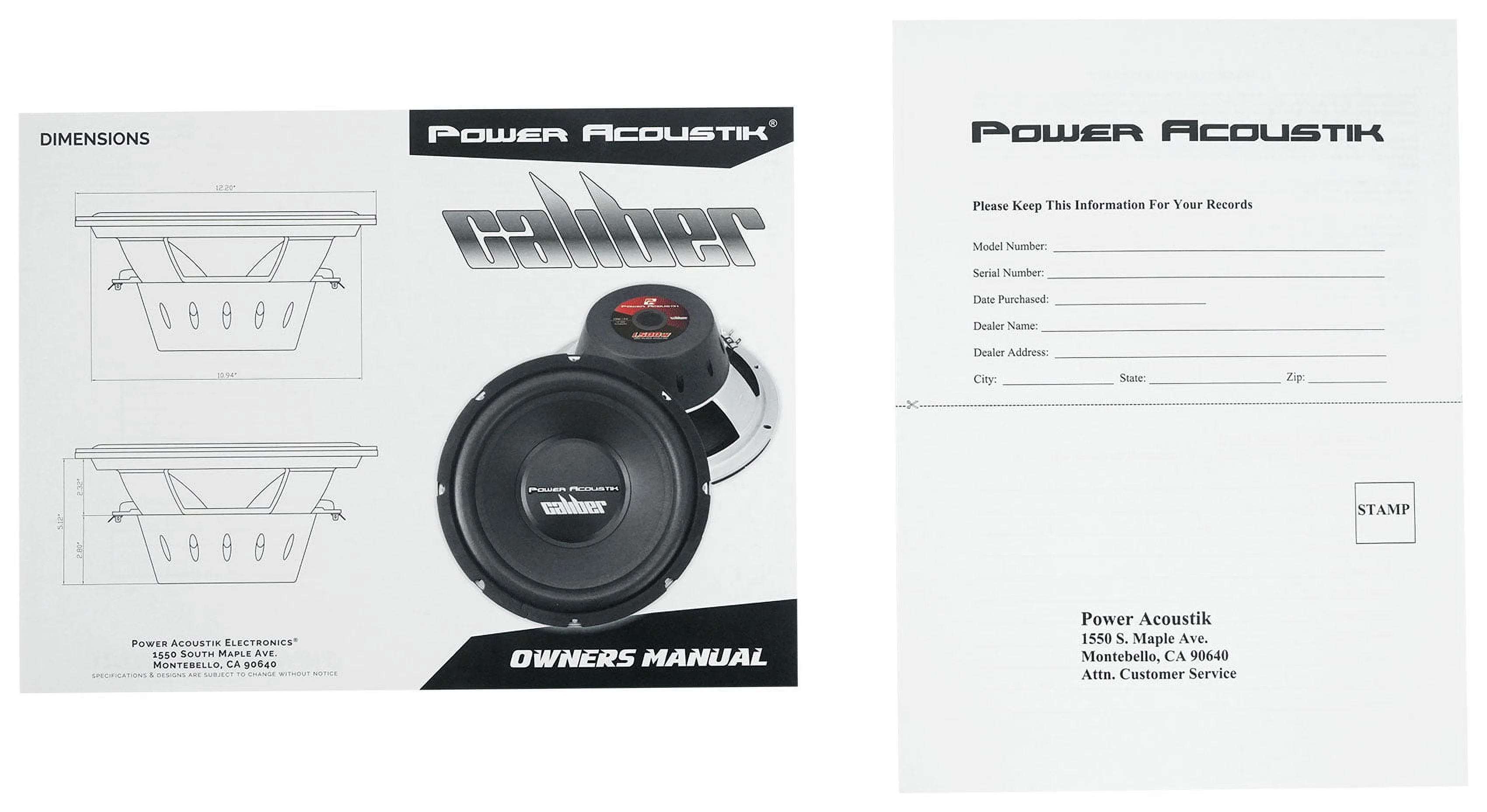 (2) Power Acoustik CBW-124 12