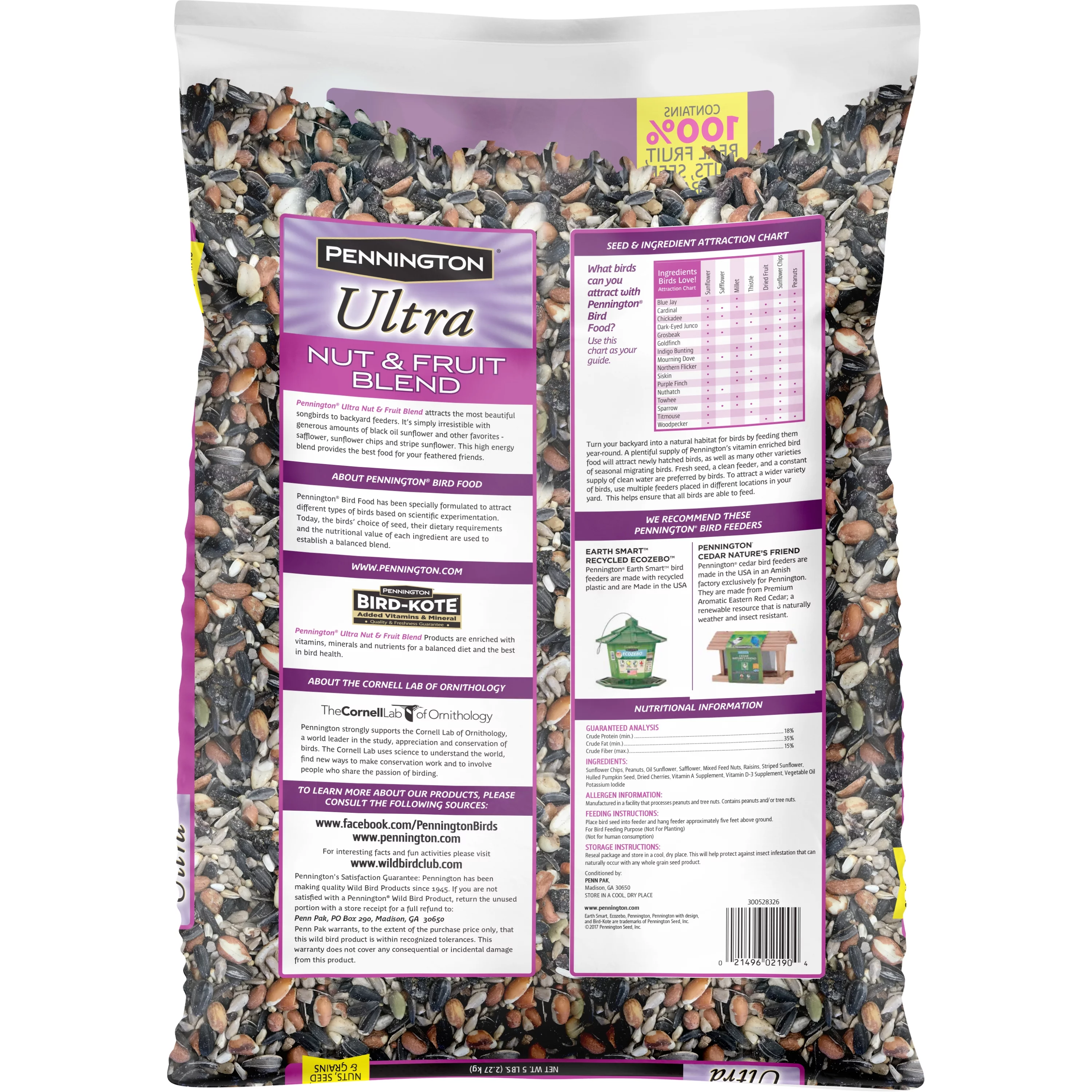 Pennington High Energy Nut & Fruit Blend, Dry Wild Bird Seed, 5 lbs., 1 Pack