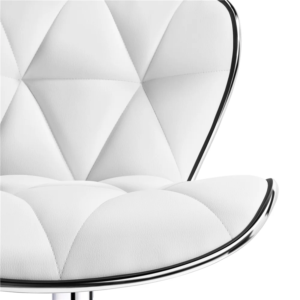 Easyfashion Height Adjustable PU Leather Swivel Bar Stool, Set of 2,White