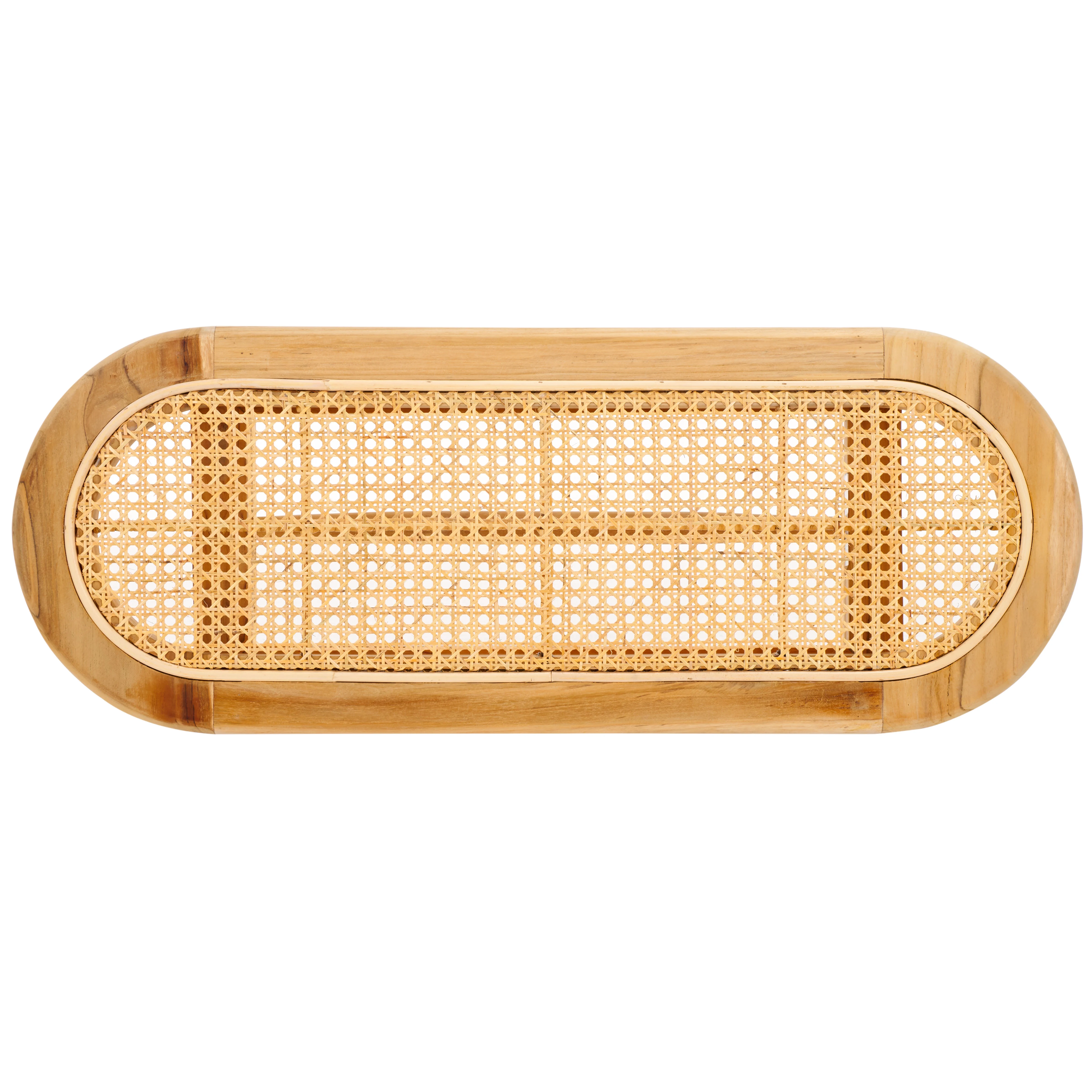 SAFAVIEH Anikka Rattan Bench, Natural (30.9 in. W x 11.8 in. D x 18.1 in. H)