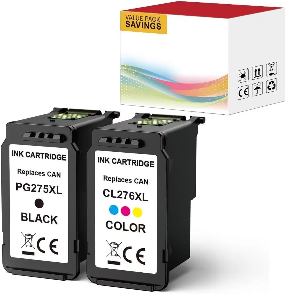 275XL 276XL Ink Cartridge Combo Pack Compatible for Canon PG-275 CL-276 275 276 XL Multi Value Pack Replacement