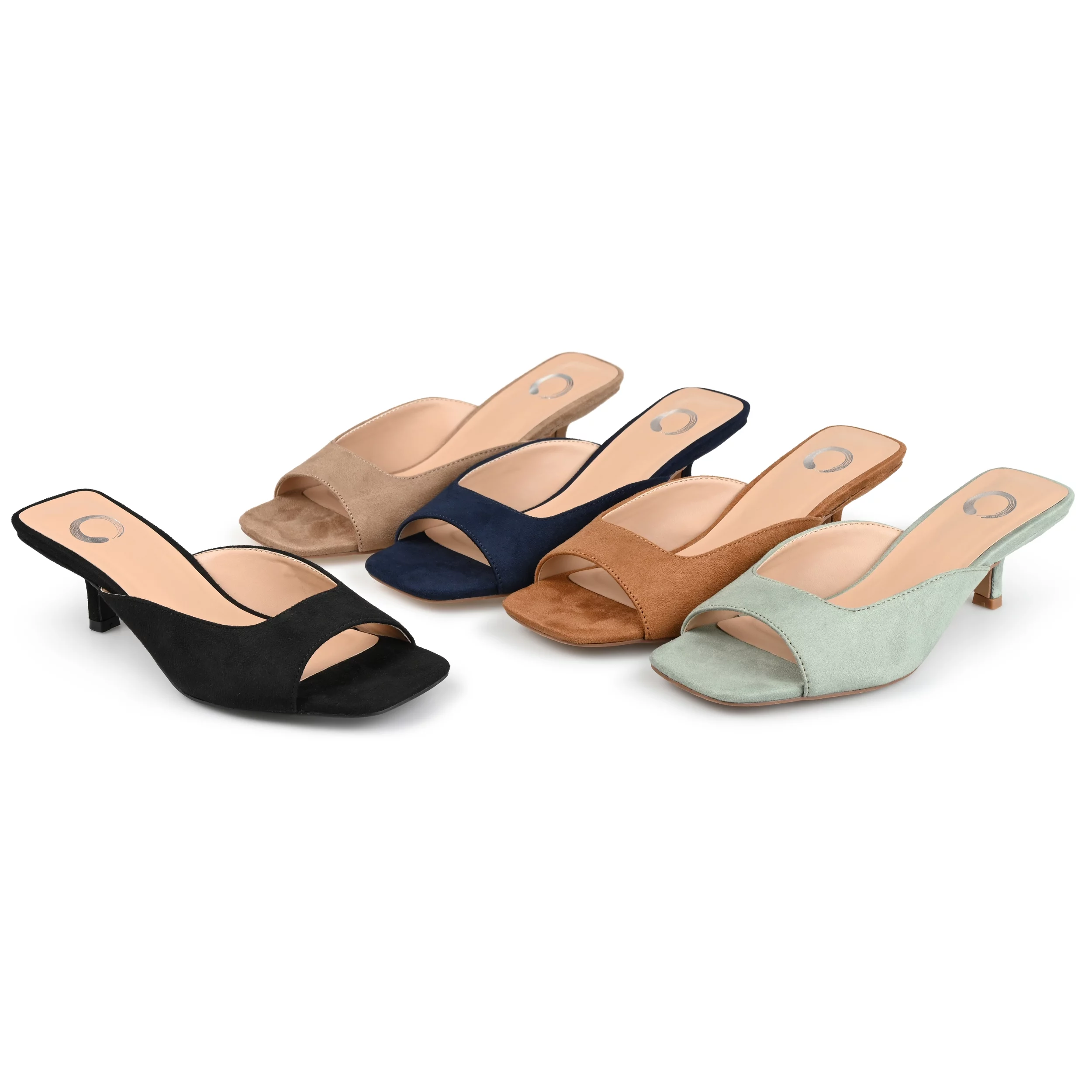 Journee Collection Womens Larna Wide Width Slip On Kitten Heel Open Toe Pumps