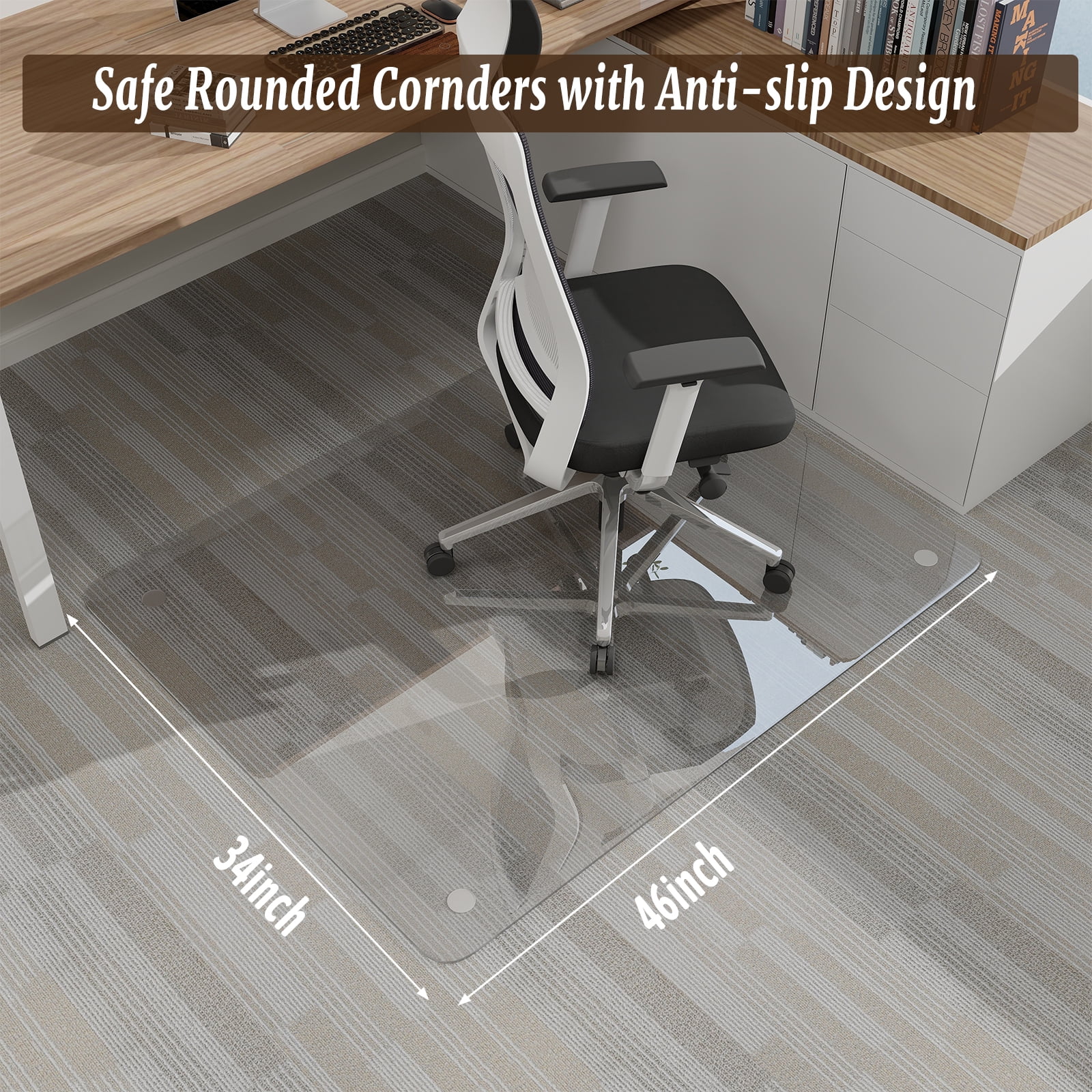 34x46 Tempered Glass Office Chair Mat