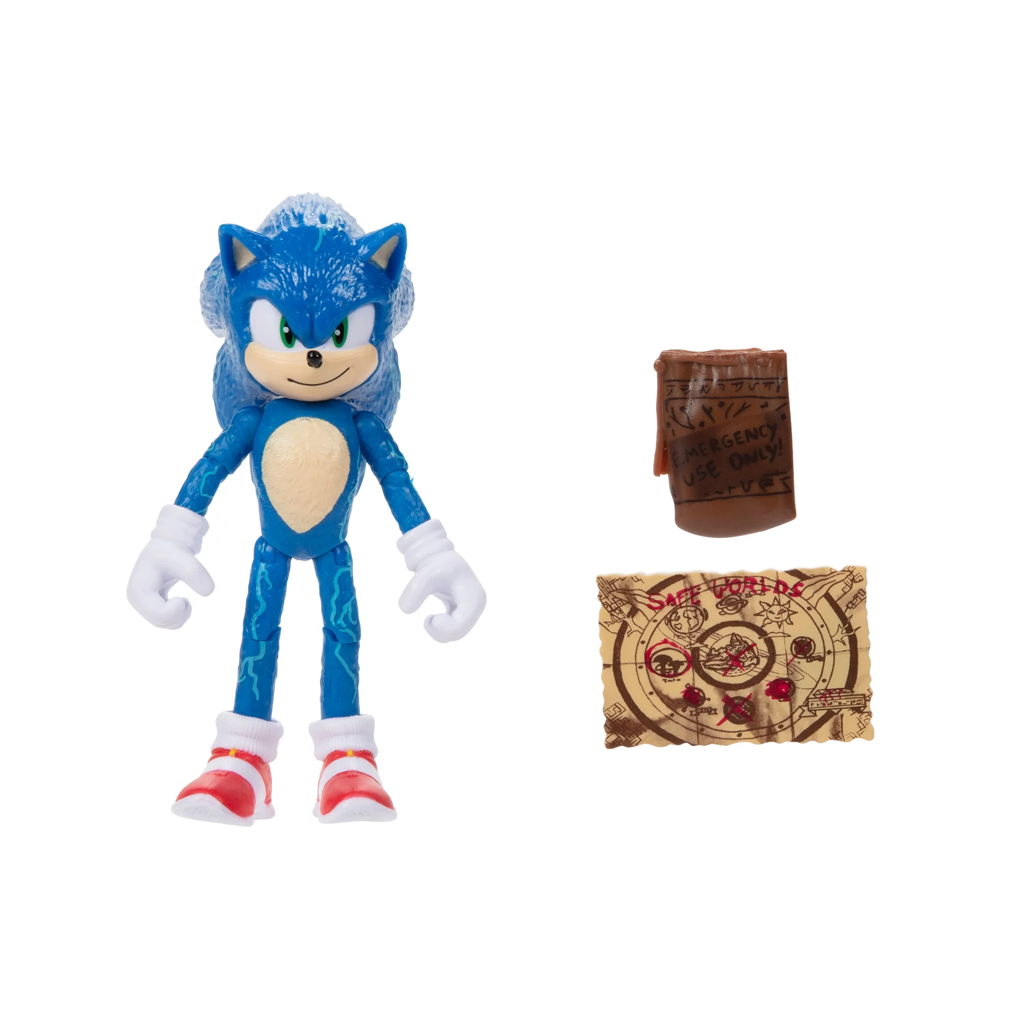 Sonic 2 Movie 4 Inch Figures Sonic with Map & Pouch