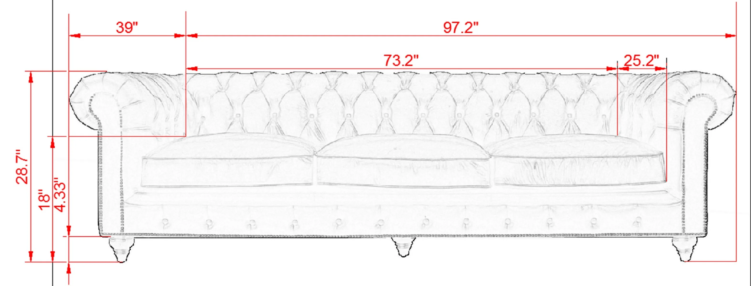 Pasargad Home Paris Club Chesterfield Tufted Sofa, Brown