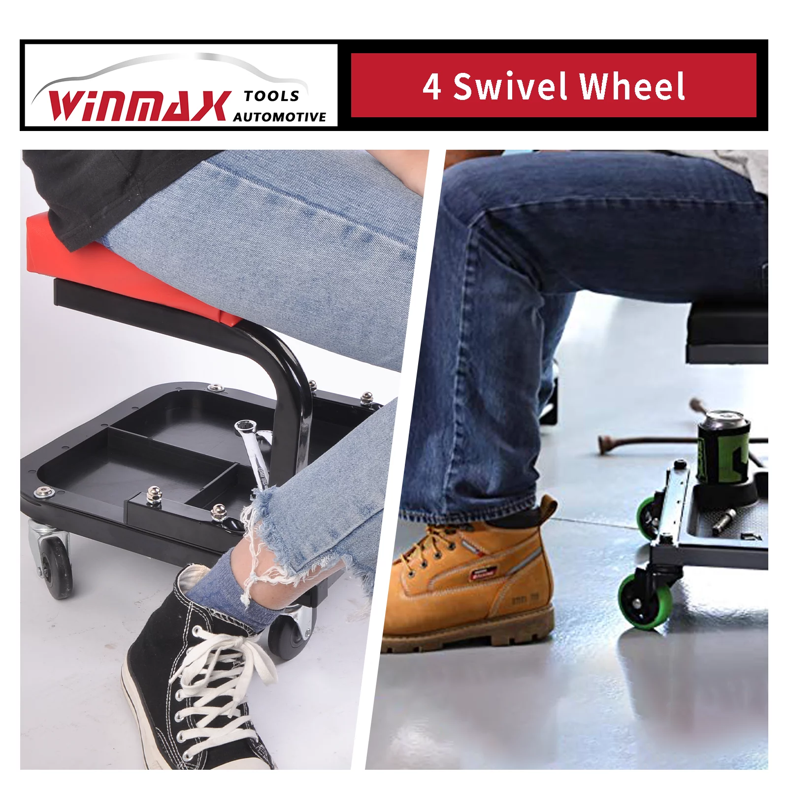 WINMAX AUTOMOTIVE TOOLS Garage Creeper  Mechanics Rolling Creeper Seat with Tool Tray