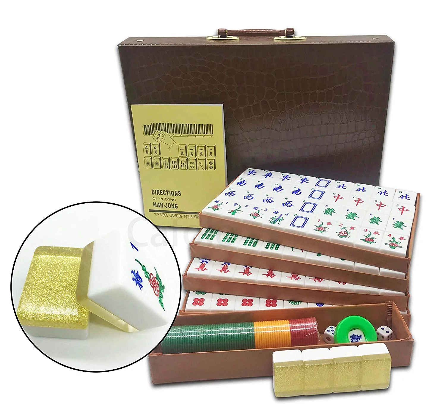 New Chinese Mahjong X-Large 144 Numbered Acrylic Tiles 1.5