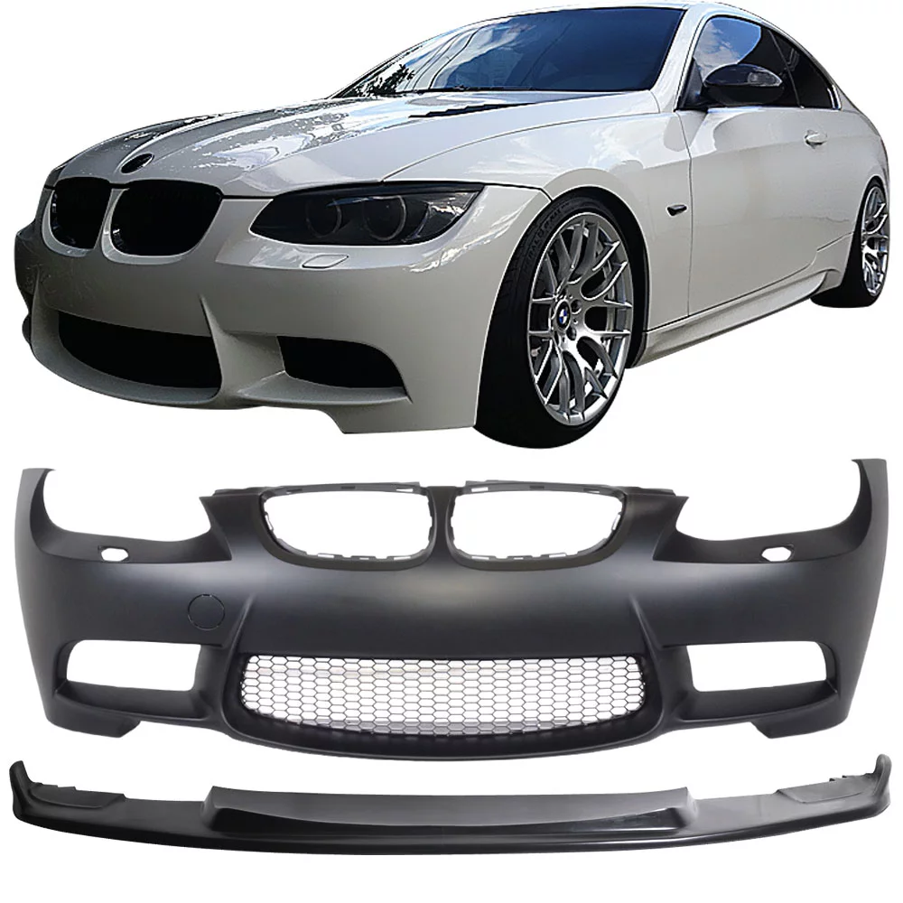 Ikon Motorsports Compatible with 07-10 E92 E93 M3 Front Bumper Conversion & Air Duct & H Style Front Lip