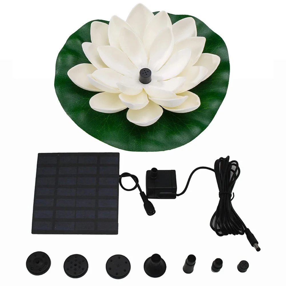 Solar Lotus Fountain Powered Bird Bath Floating Water Pump Pond Garden Pool