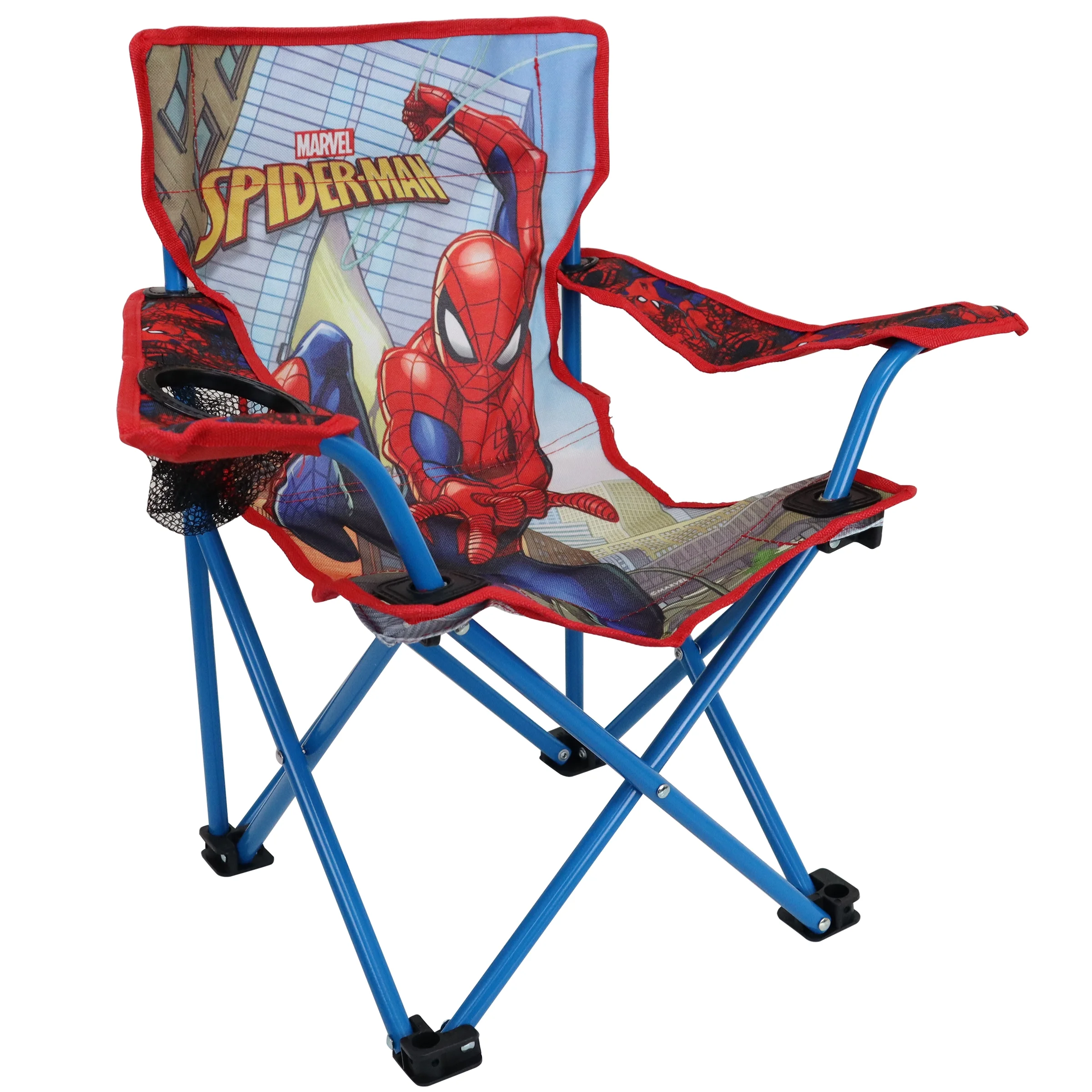 Spider-Man Kids Camp Chair, Outdoor Chair for Kids with Cup Holder and Carry Bag