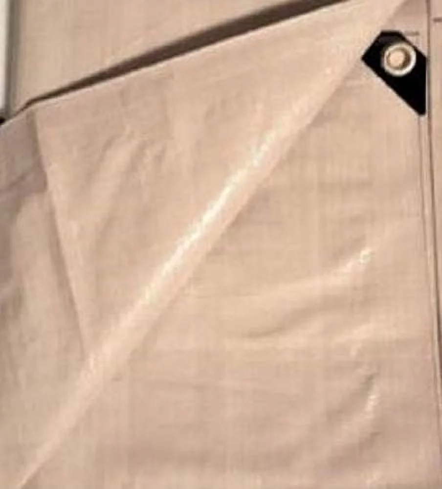 5' x 7' Tan Beige Heavy Duty Waterproof 12 mil Poly Tarp with Grommets (Finished Size Approx. 4'6