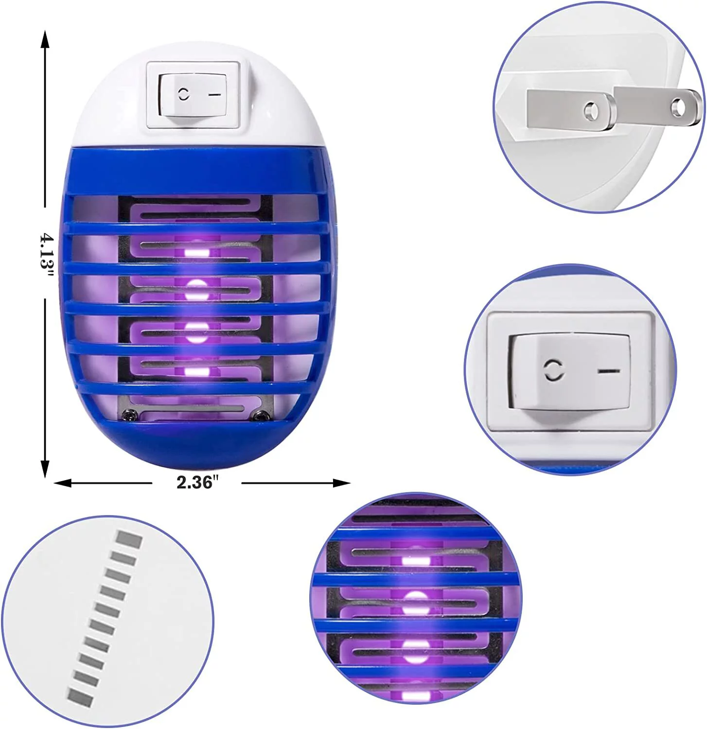 4 Pack Plug in Bug Zapper Indoor for Flying Insect Mosquito, Electronic Mosquito Zapper Gnat Traps with LED Light for Patio, Bedroom, Kitchen, Office