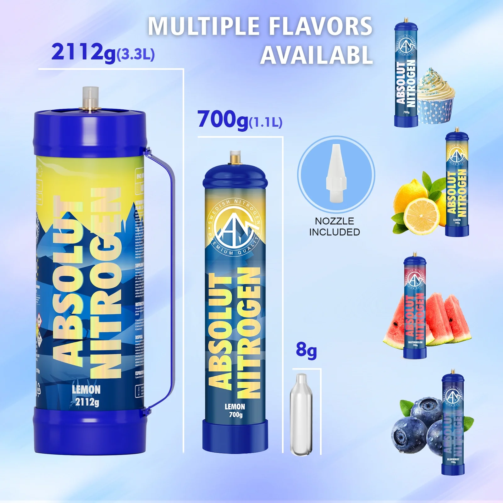 Hotwhip Nitrous Oxide Whipped Cream Charger (Lemon, 6pc, 700g 1.1L) - Nitrous Tank Whip Cream Charger, Nitrous Oxide Canister, N20 Whipped Cream Chargers, Nitrous Oxide Tank