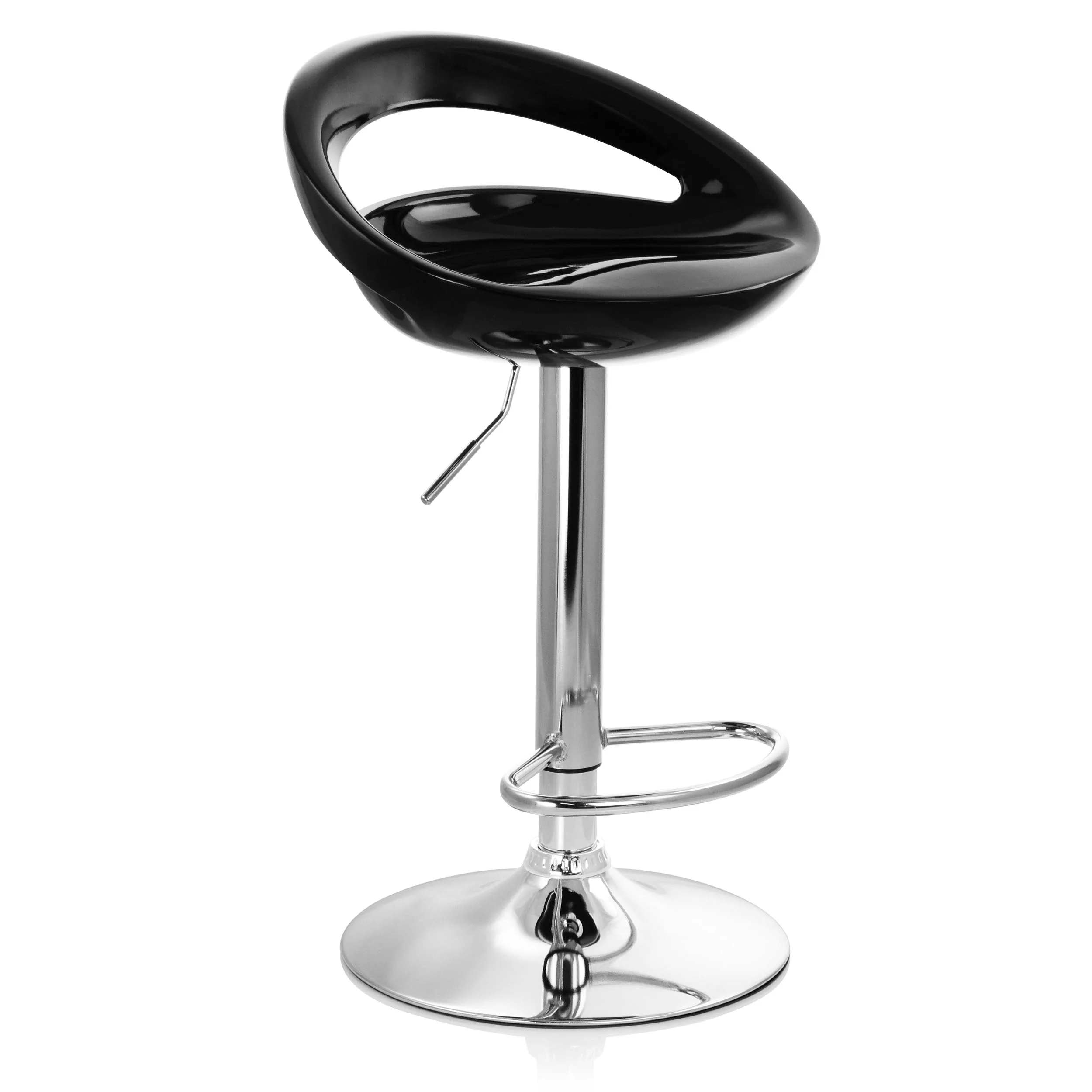 Elama Bar Stool with Adjustable Height & Swivel, Black and Chrome, Set of 2