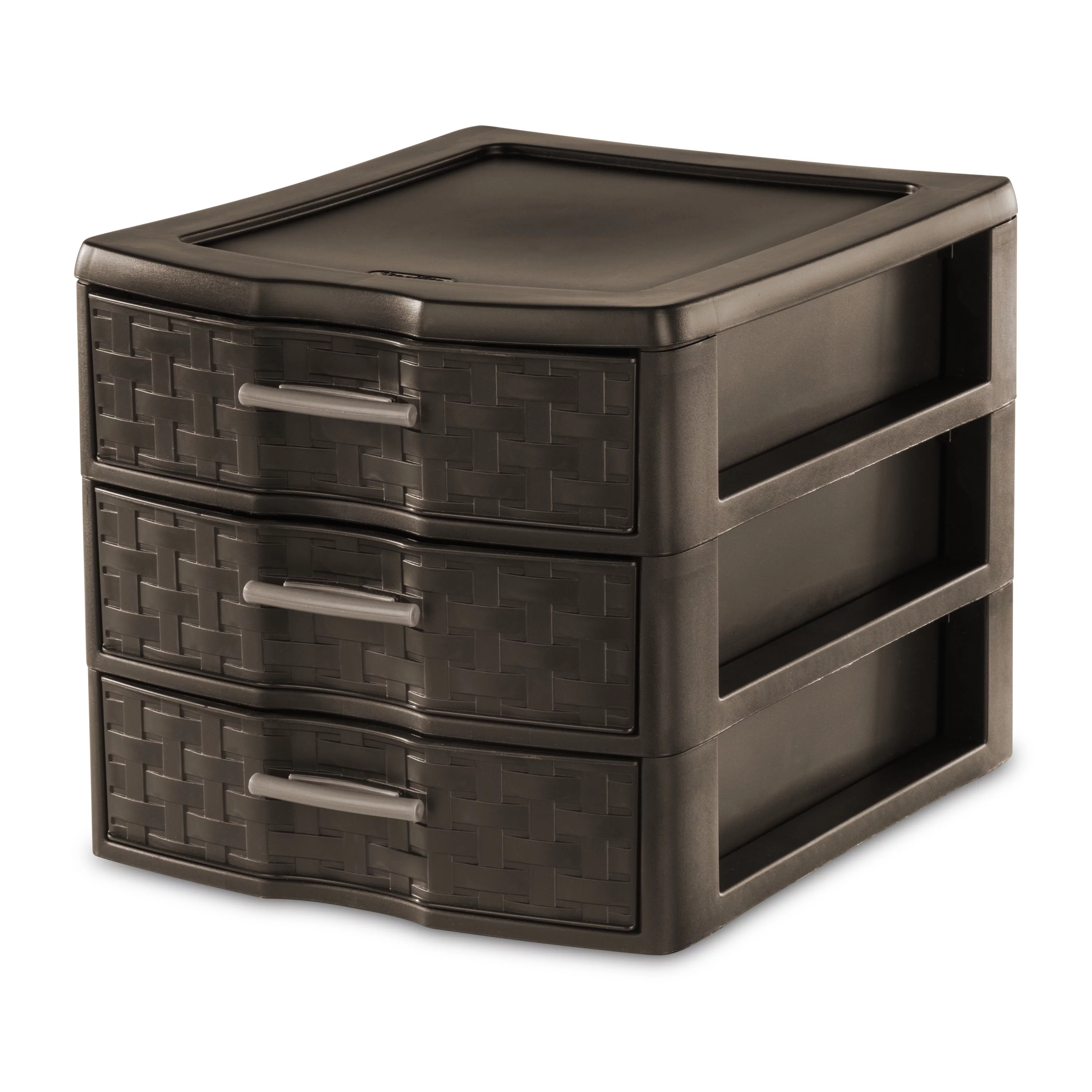 Sterilite Medium Weave 3 Drawer Unit Plastic, Espresso, Set of 4
