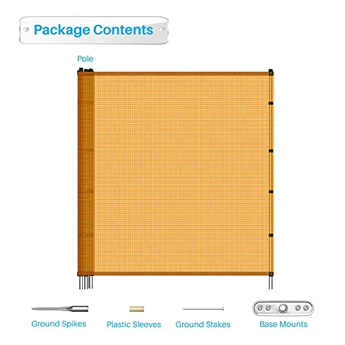 PATIO Portable Outdoor Mesh Fence for Backyard Garden Yard Movable Temporary Fencing Removable Screen Fence with Posts Safety Dog Chicken Fence Orange 6'x24'