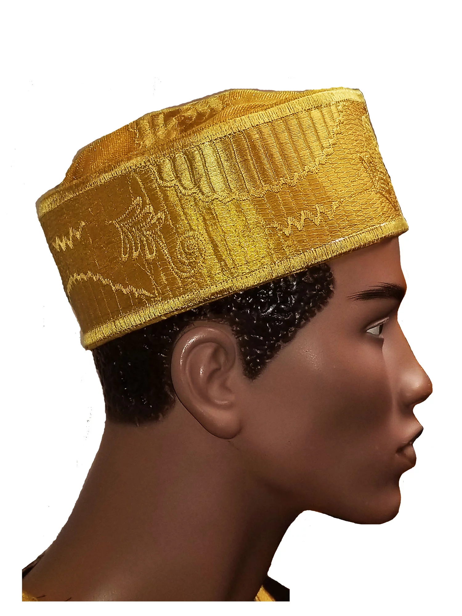 Gold Embroidered African Hand woven Aso Oke Hat