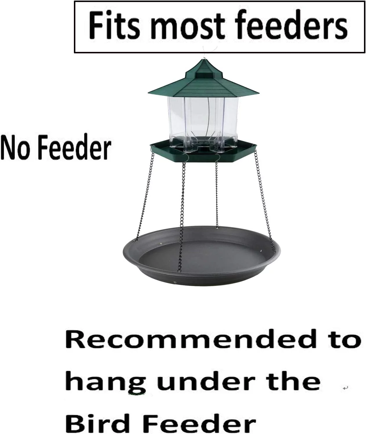 Pmsanzay Bird Seed Catcher Tray Platform Feeder Hanging Tray Fits Most feeders Catches Most Falling Seed and Husk Great for Attracting Birds Outdoors,Backyard,Garden - No Feeders