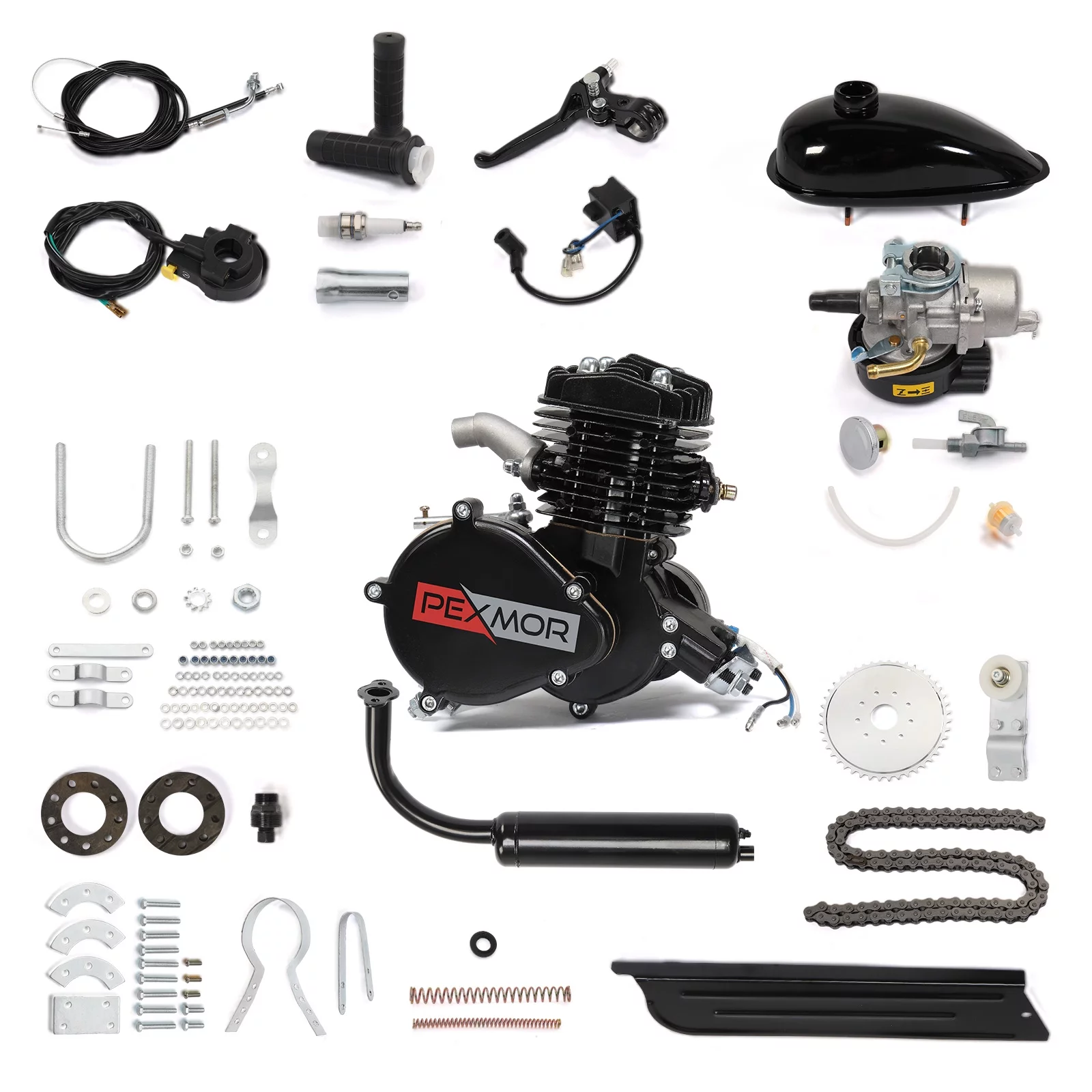 PEXMOR 50cc Bicycle Engine Kit 2-Stroke Gas Motorized Bike Motor Kit, Petrol Gasoline Engine Conversion Refit Kit Super Fuel-efficient for 26