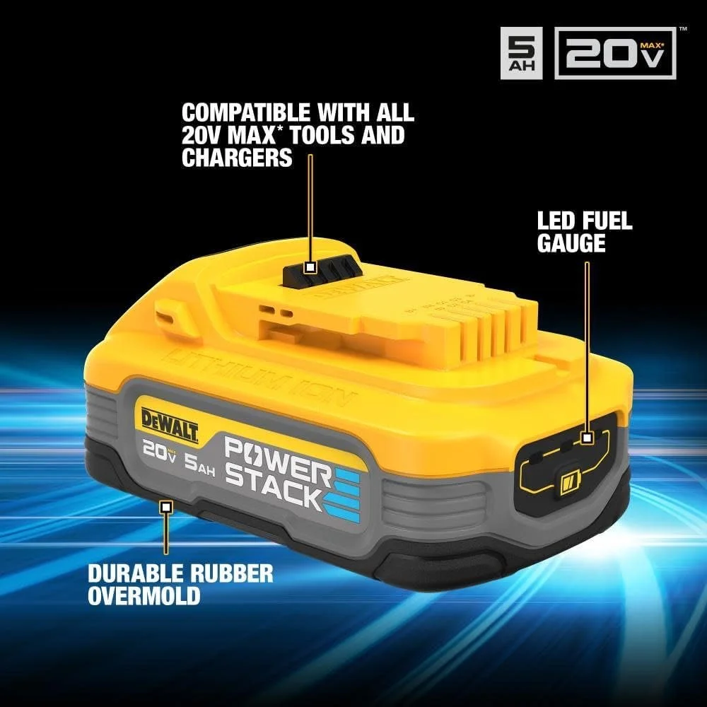 DEWALT Powerstack 20V MAX Battery Starter Kit, Rechargeable, 5Ah, Lithium Ion DCBP520C