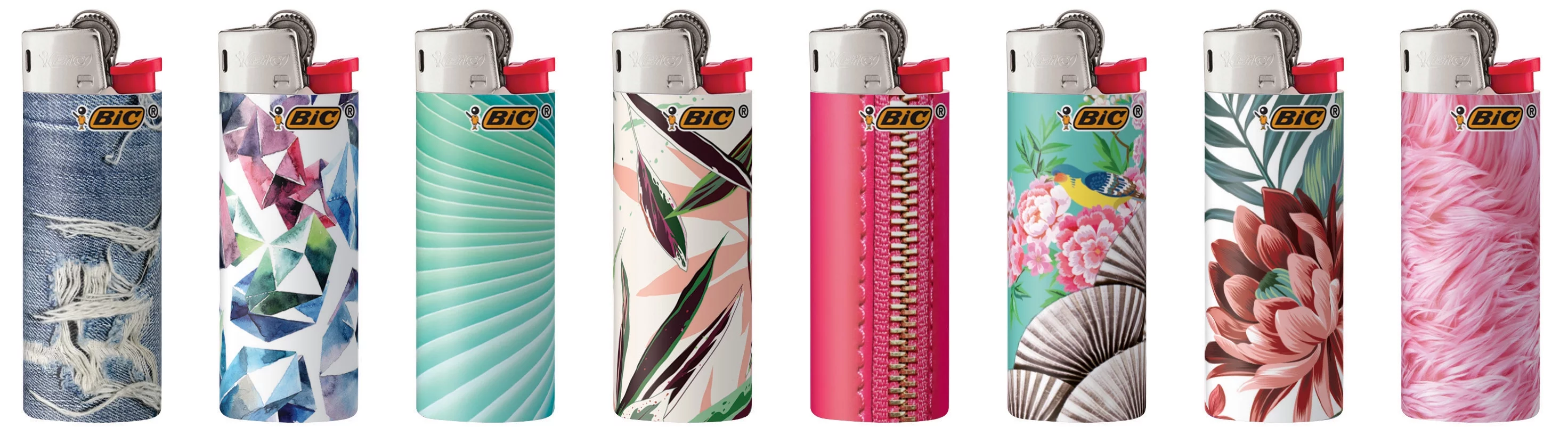 BIC Mini Lighter, Fashion Collection, Assorted Unique Designs, Pack of 8