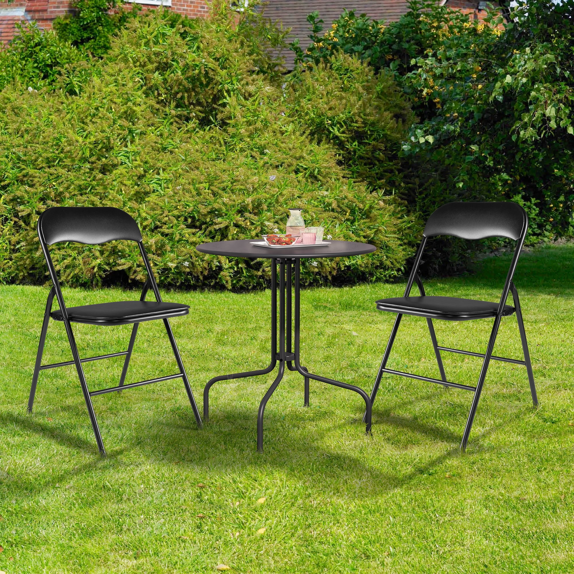 Jaxpety 6 Pack Commercial Plastic Folding Chairs Stackable Wedding Party Event Black