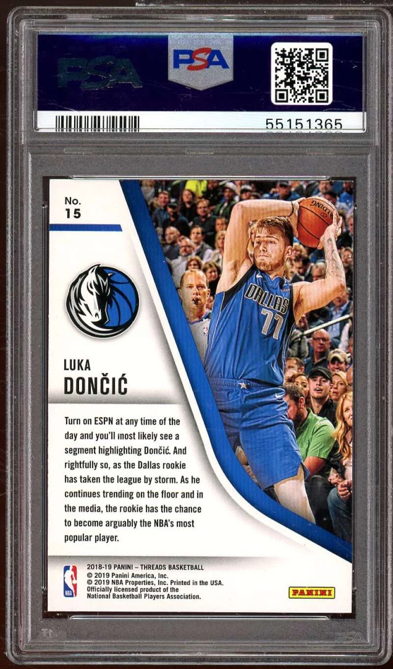 Luka Doncic Rookie Card 2018-19 Panini Threads Our Time Dazzle #15 PSA 10