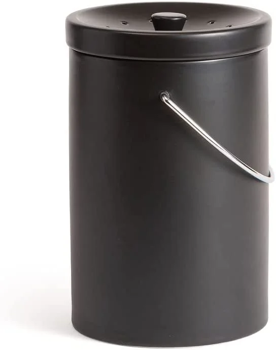 Fox Run Ceramic Compost Bin, Black, 7