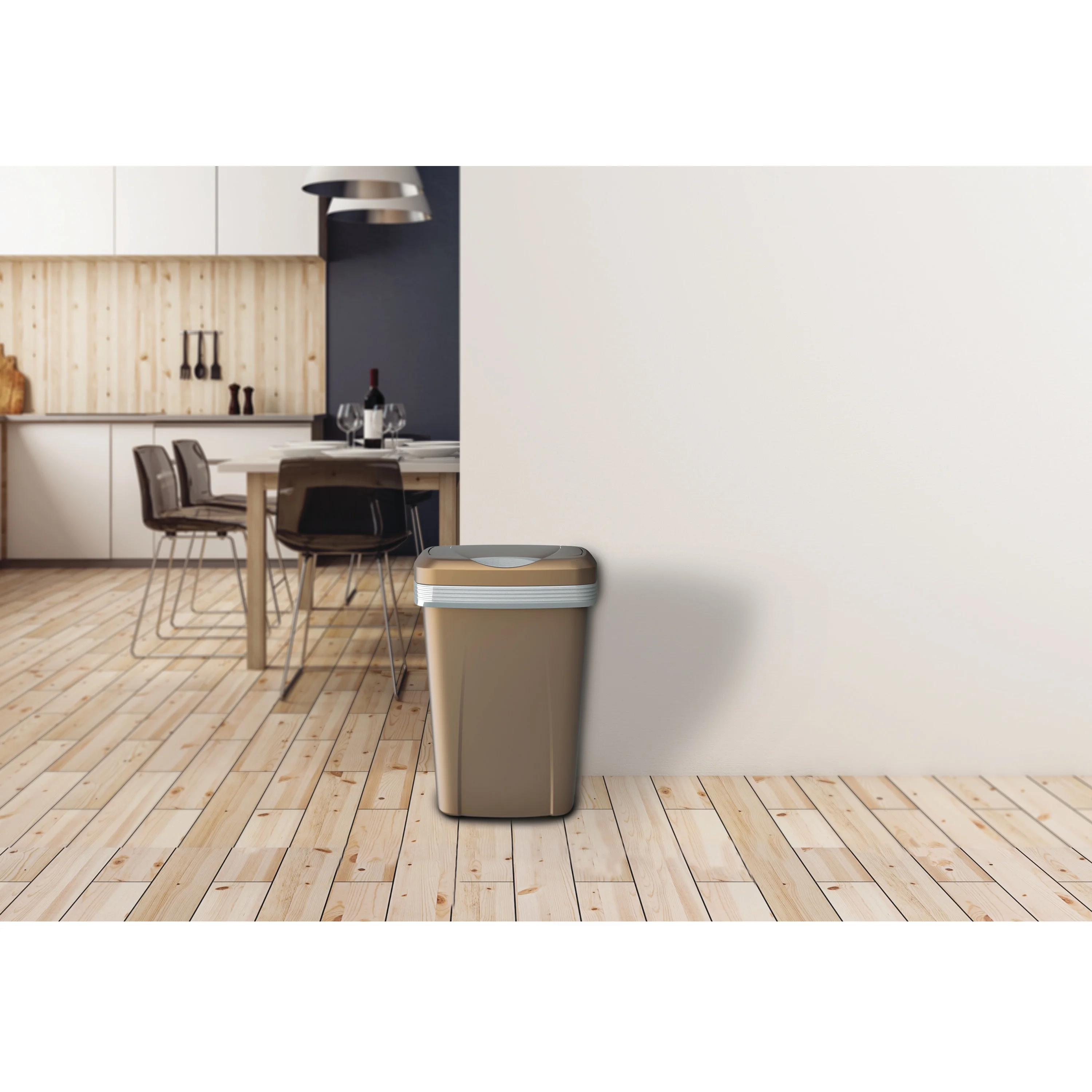 Hefty 12.1 Gal. Premium Touch Top Trash Can, Bronze