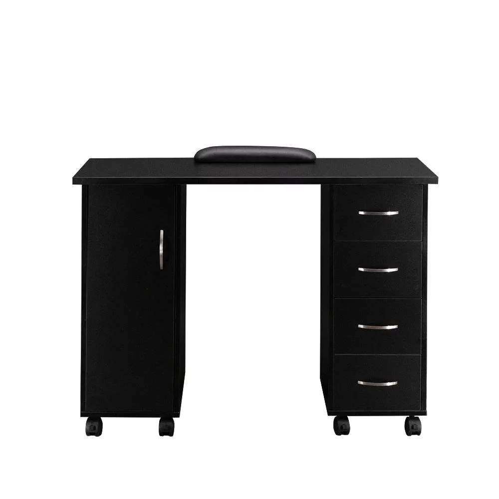 Winado Manicure Nail Table Beauty Salon Station Desk Black with Wheels