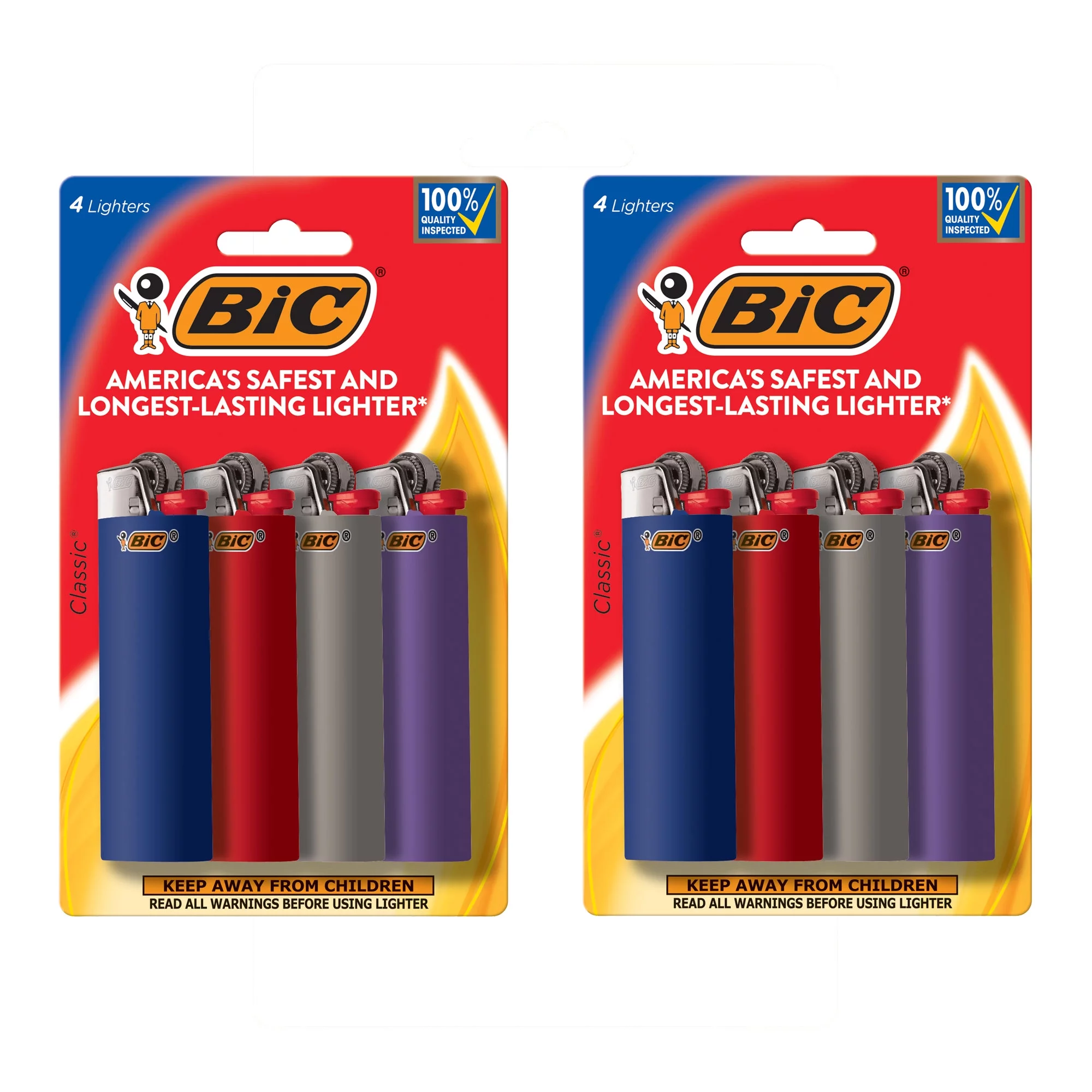 BIC Classic Maxi Pocket Lighter, Safe and Reliable, Assorted Colors, 8-Pack (Colors and Packaging May Vary)