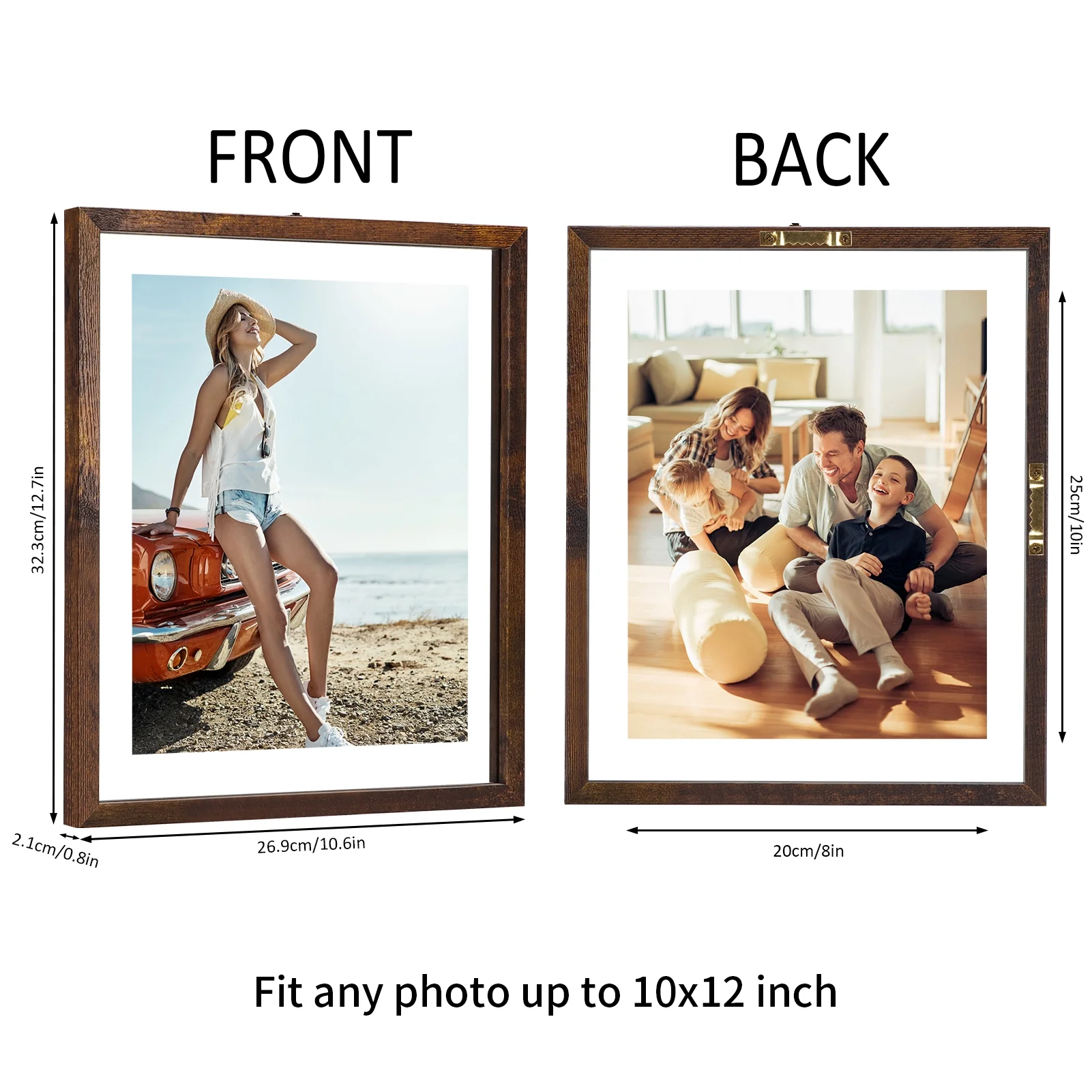4 Pack 8x10 Picture Frames Set, Farmhouse Wood Rustic Brown Picture Frames 8 by 10 with Tempered Glass Gallery Wall Tabletop Display